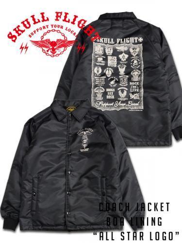 SKULL FLIGHT 　コーチジャケット VANSON SKULL FLIGHT スカルフライト ナイロン コーチジャケット
