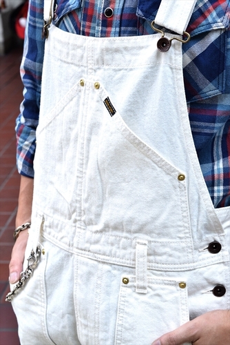 IRON HEART ホワイト オーバーオール IRON HEART/アイアンハート】10.5oz WHITE HERRINGBONE OVERALL